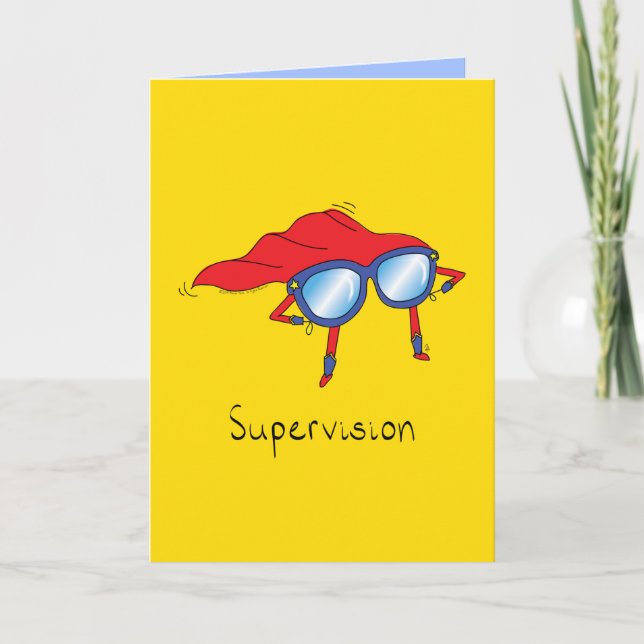 Cartão Supervision - Super Hero Eye Glasses Greeting Card (Frente)