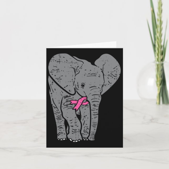 Cartão Supo de Consciência do Cancer de Fita Rosa-Elefant (Frente)