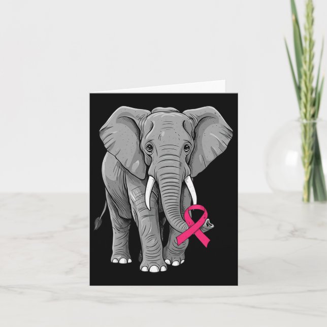 Cartão Supo de Consciência do Cancer de Fita Rosa-Elefant (Frente)