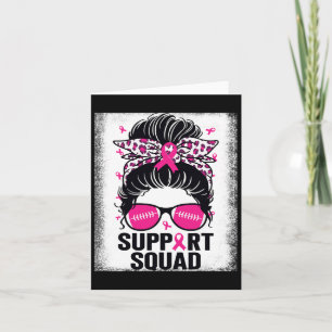 Cartão Suportar Cancer de Mama Cor-de-Rosa com Pedra Quad