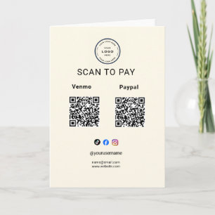 Cartão Suporte de Qr Code com Logotipo de Negócios Scan T