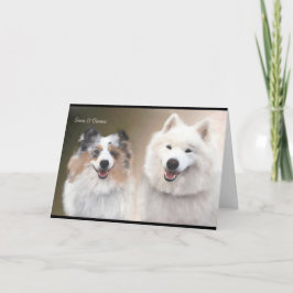 Cartão Suporte para NSR da Sheltie & Samoyed Greeting Car
