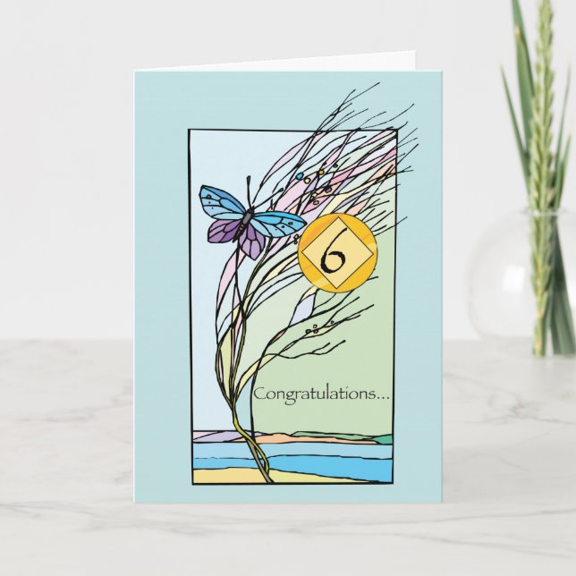 Cartão Suporte para recuperação de 12 etapas no 6 Anniver (Frente)