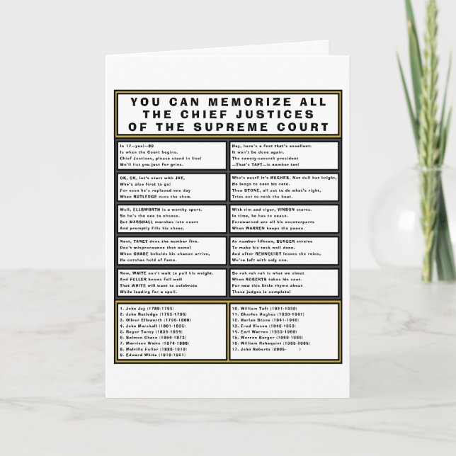 Cartão Supreme Court Chief Justice Funny Poetry Birthday (Frente)