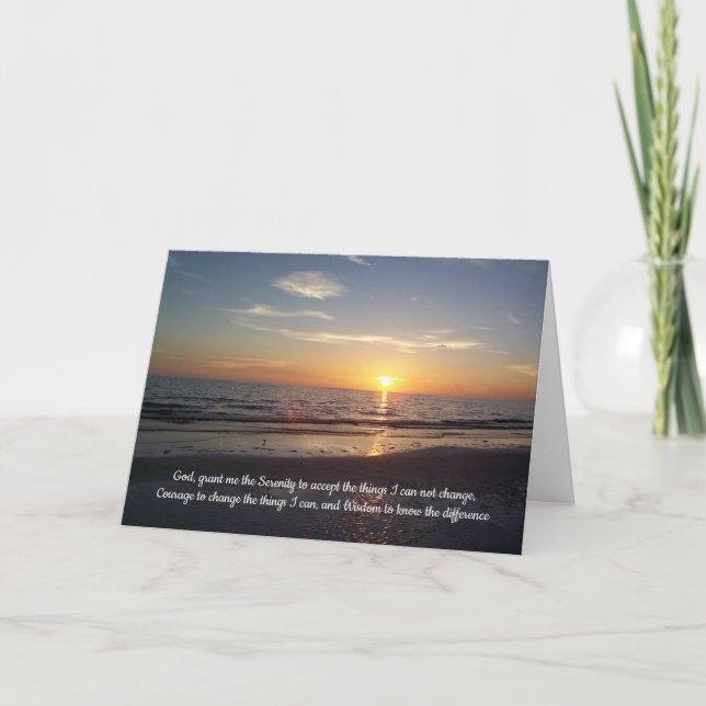 Cartão Surf Beach Sunset Serenity Prayer (Frente)