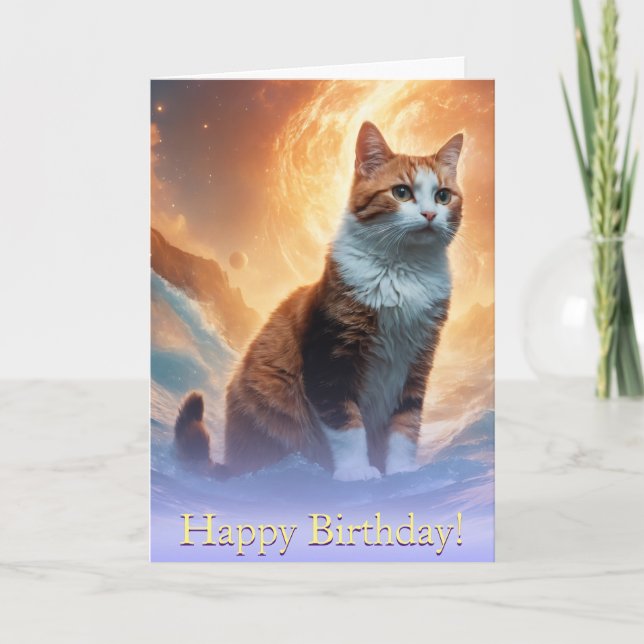 Cartão Surf estelar: Onda espacial cósmica de Calico Cat (Frente)