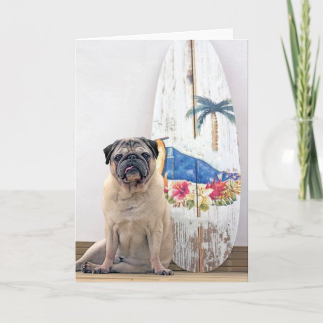 Cartão Surf Pug (Frente)