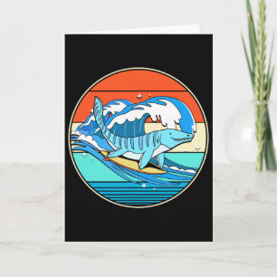 Cartão Surfando Mosasaurus Dino Retro Dinossauro Aquático