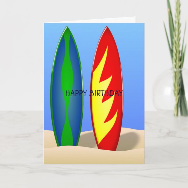 Cartão Surfboards Retro surf Birthday (Frente)