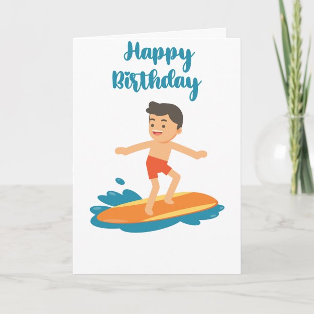 Cartão Surfer Dude Happy Birthday (Frente)