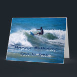 Cartão Surfer Happy Birthday Son-in-law<br><div class="desc">"Surfer Happy Birthday Son-in-law",  por Catherine Sherman,  Big Card,  8, 5 por 11 polegadas. Seu genro é um cara incrível!</div>