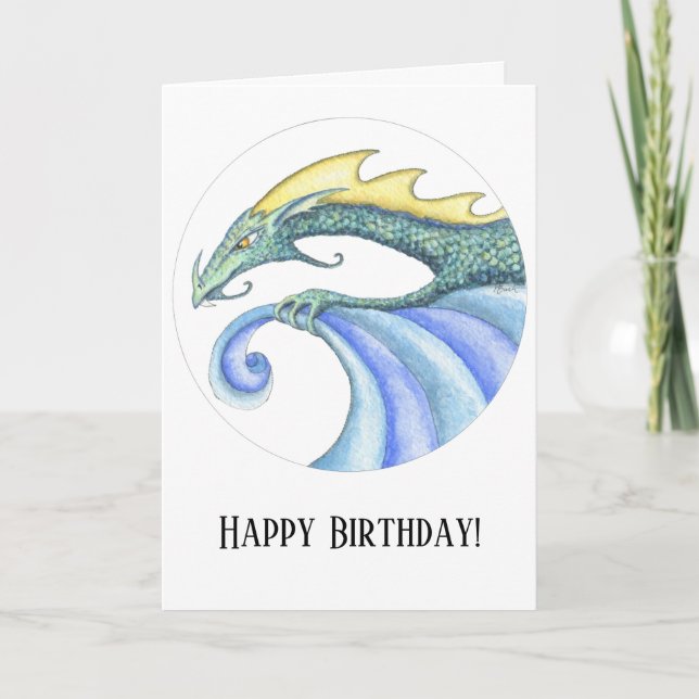Cartão Surfing Dragon Birthday card (Frente)