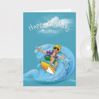 Surfista de Aniversário na Onda