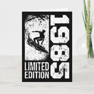 Cartão Surfista Prancha de Surf Vintage Nasceu em 1985 An