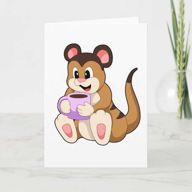 Cartão Suricata com Xícara de Café (Frente)