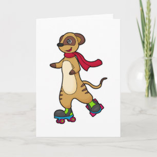 Cartão Suricata como patinadora com patins de rolimã