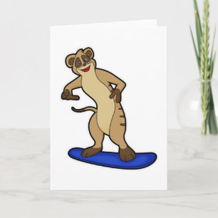 Cartão Suricata como Snowboarder com Snowboard