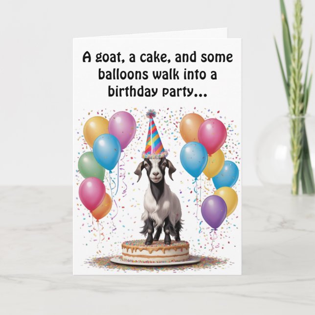 Cartão Surpresa de Goat Birthday - Engraçado e Testemunha (Frente)