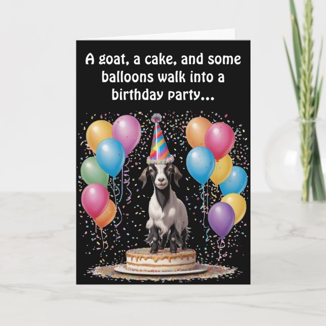 Cartão Surpresa de Goat Birthday - Engraçado e Testemunha (Frente)