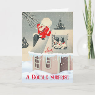 Cartão Surpresa de Natal com Papais noeis dos Gêmeos