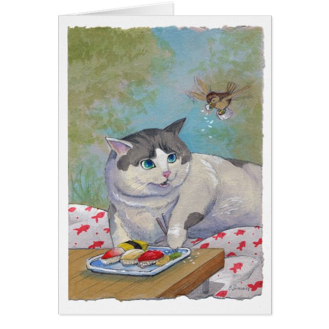 Cartão Surpresa do piquenique do gato do sushi (Frente)