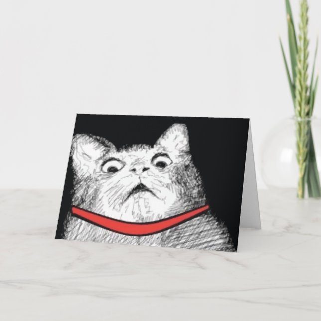 Cartão Surprised Cat Gasp Meme - Greeting Card (Frente)