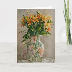 Cartão Surreal Fantasy Art Vase of Lily Flowers Note Card