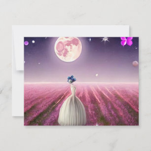 Cartão Surreal Vintage Pink Field Bril & Moon