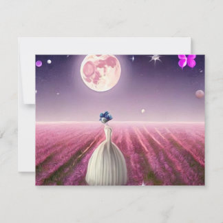 Cartão Surreal Vintage Pink Field Bril & Moon