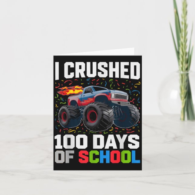 Cartão Survived I Crushed 100 Days School Monster 1st Gra (Frente)