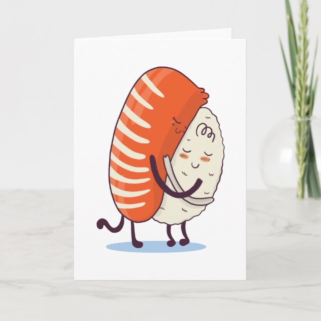 Cartão Sushi Hug Cute Kawaii Japonês (Frente)