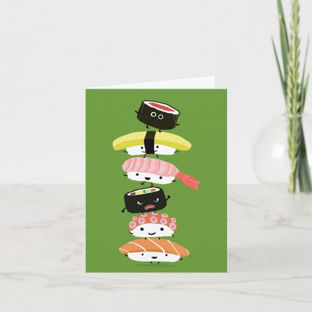 Cartão Sushi Stack - Happy Tower of Sushi Friends (Frente)