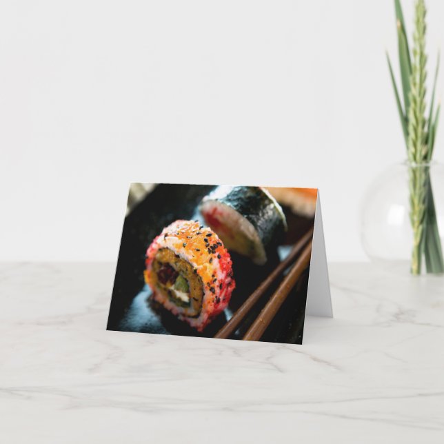 Cartão Sushi with Black Sesame Seeds Note Card (Frente)