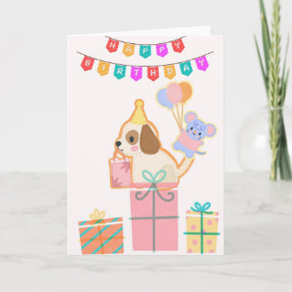 Cartão Süße Geburtstagskarte Happy Birthday mit Hund, Mau
