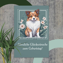 Cartão Süßer Collie umringt von Blumen - 