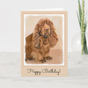 Cartão Sussex Spaniel Painting - Cute Original Dog Art
