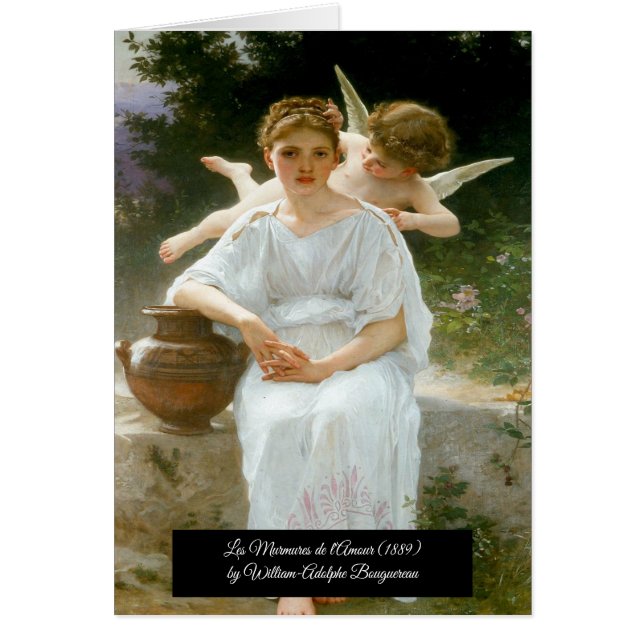 Cartão Sussurros do Amor por Bouguereau (Frente)