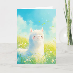 Cartão Susurros de Primavera com uma Alpaca