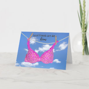 Cartão Sutiã cor-de-rosa Humor de amizade