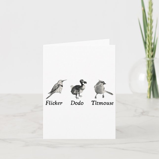 Cartão Sutil Animal, Flicker Dodo Titmouse (Frente)