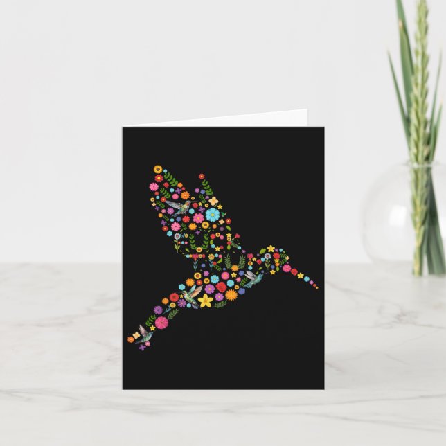 Cartão Sutil Anti Trump Floral Hummingbird Mensagem Ocult (Frente)
