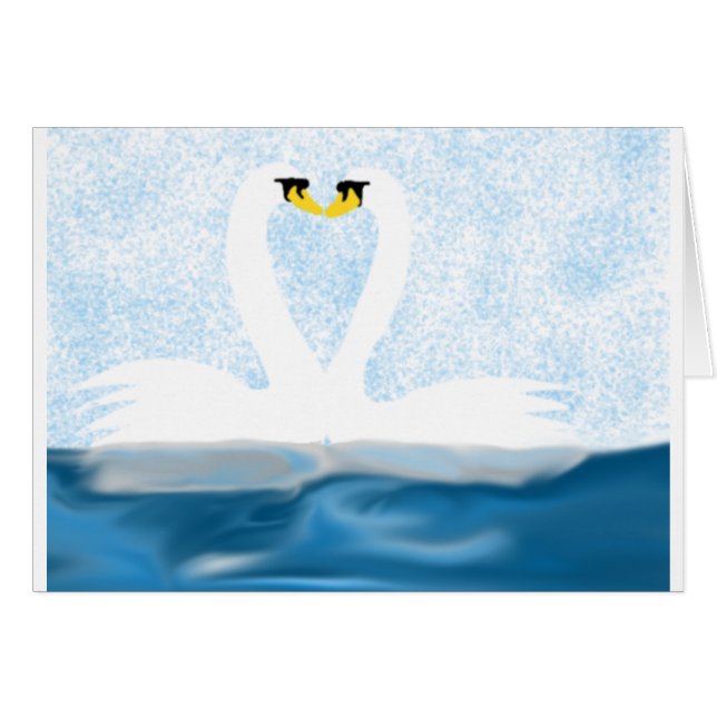 Cartão Sutis Swans in Love (formas cardíacas) (Frente Horizontal)