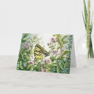 Cartão Swallowtail Butterfly on Forget-Me-Nots Painting