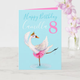 Cartão Swan de balé de aquarela personalizado 8.º anivers