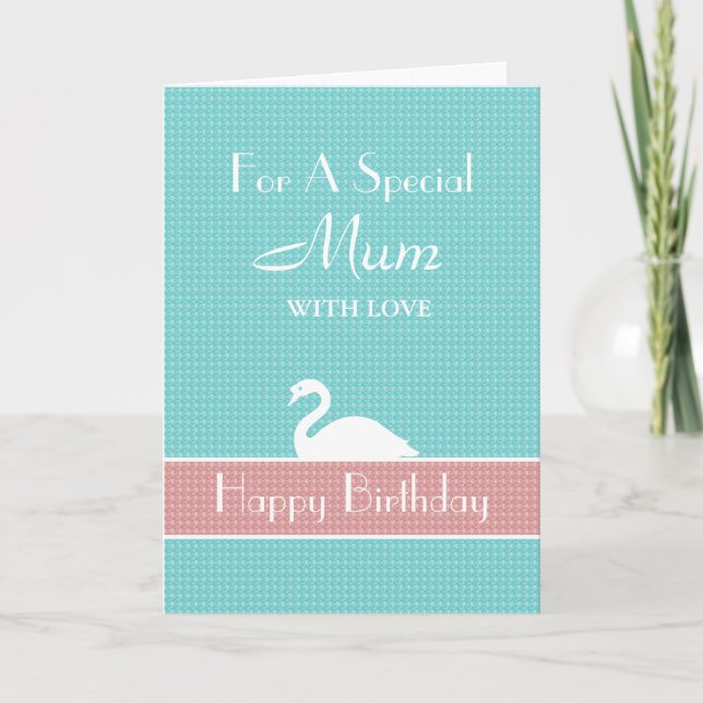 Cartão Swan Happy Birthday Card - Azul (Frente)