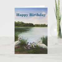 Swan Painting Birthday Card com citação de Shakesp