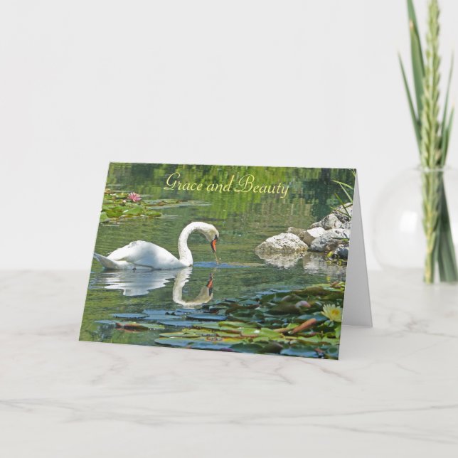 CARTÃO SWAN REFLECTED IN POND/GRACE AND BEAUTY/BIRTHDAY C (Frente)