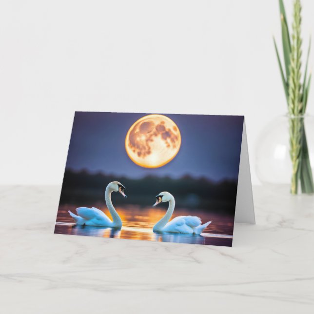 Cartão Swans de Aniversário do Casamento (Frente)