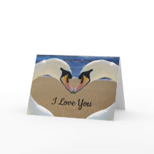Swans Forming a Heart I Love You Card