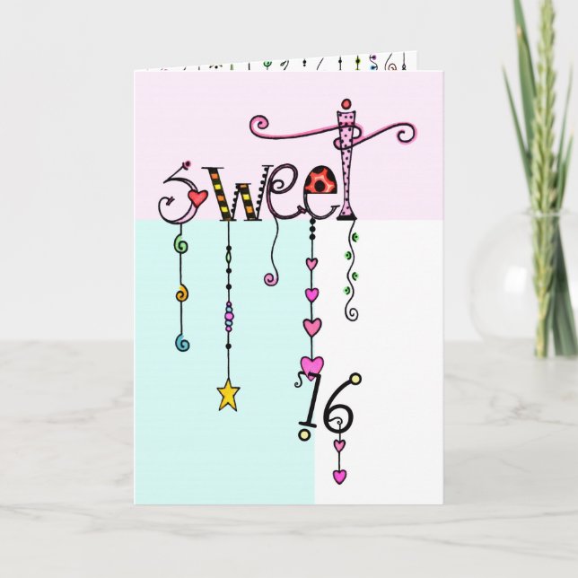 Cartão Sweet 16 Dangles Birthday Card (Frente)